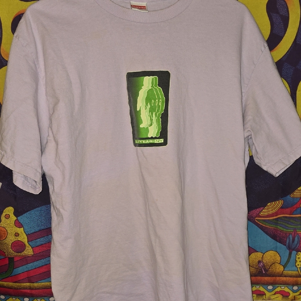 Supreme Gray T-Shirt with Neon Green Graphic